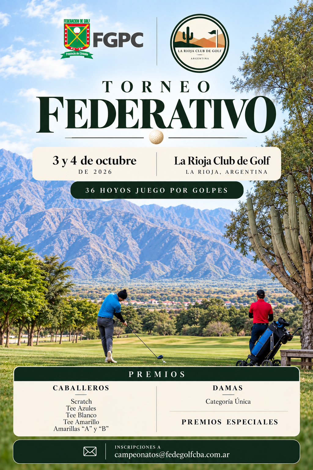 Afiche del Torneo Federativo 2026 en La Rioja Club de Golf